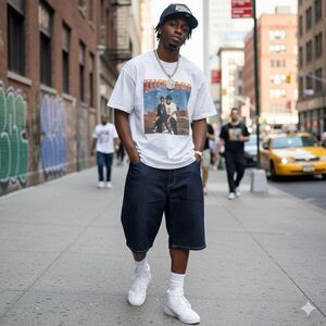 Vtg SOLO Semore Baggy Jean Shorts Mens 36 Hip Hop Rap Skater Y2K USA NWOT